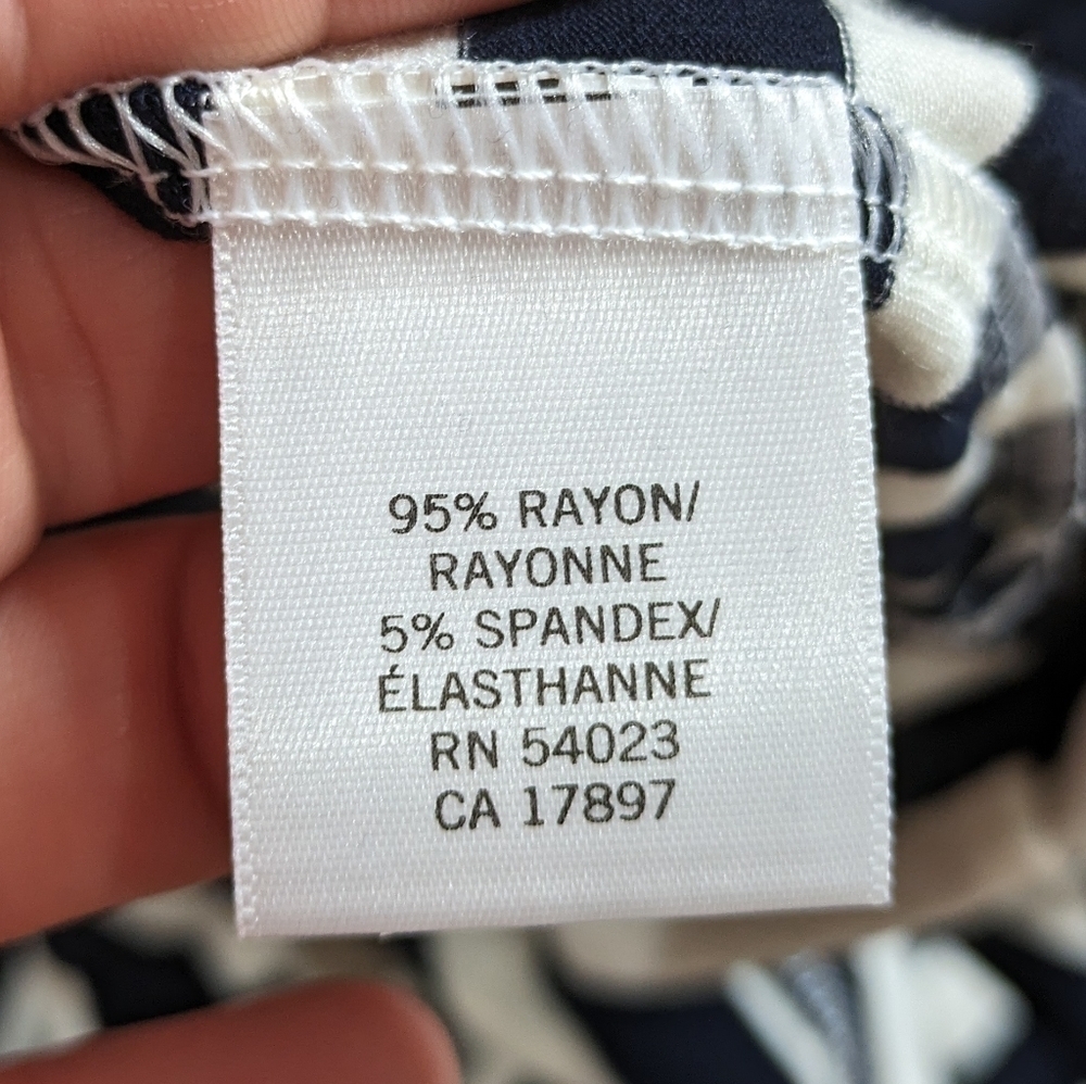 NWT Banana Republic Factory navy blue & white striped knee length dress L - Picture 7 of 8
